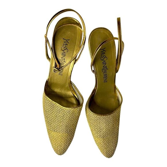 Yves Saint Laurent gold mesh pointed toe strappy sandal. Size 7.5 - Picture 6 of 14